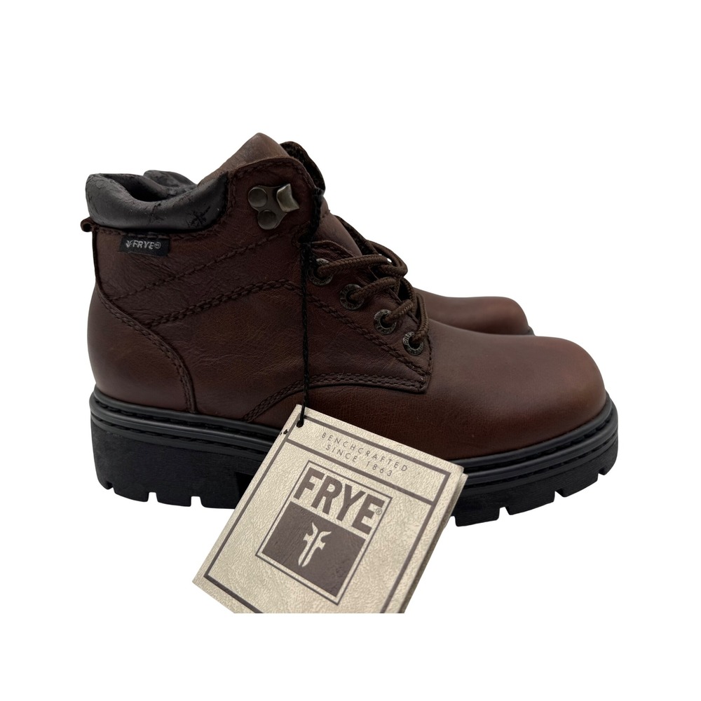 Frye Dempsey Boots Womens 9M Brown New Leather Lug Sole Lace Up Ankle 77192